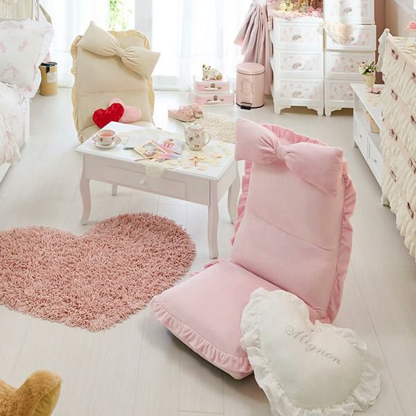 直送】リボン＆フリルのフロアチェアー｜かわいいお姫様インテリア家具
