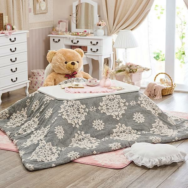 結晶柄のフランネルジャガードこたつ布団(190×190)｜かわいいお姫様