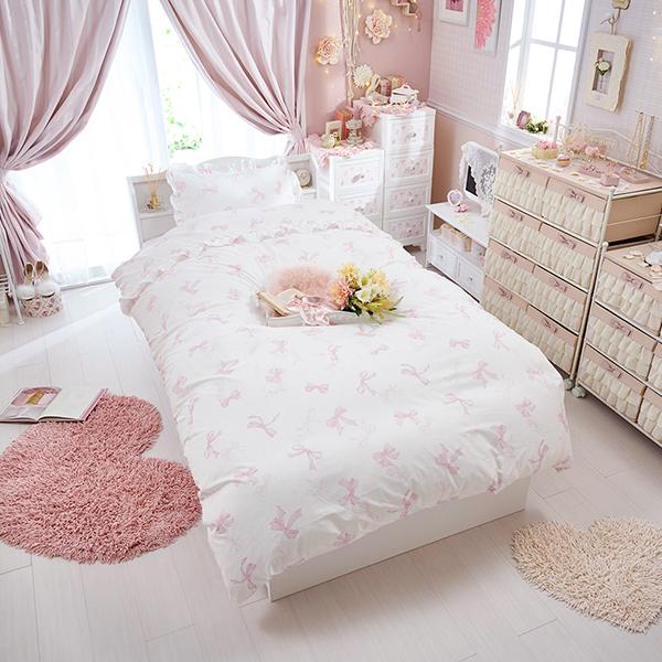 ポイント10倍♪～2/9 AM10:00まで】リボン柄布団カバー3点セット