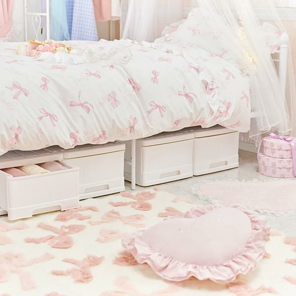 リボン柄布団カバー3点セット(セミダブル)【ラッピング対応可能