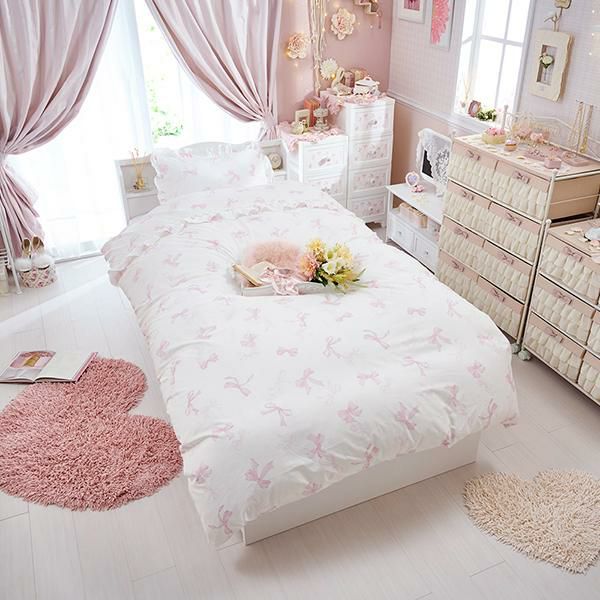 リボン柄布団カバー４点セット（ダブル） 布団カバーセット　ダブル 画像3