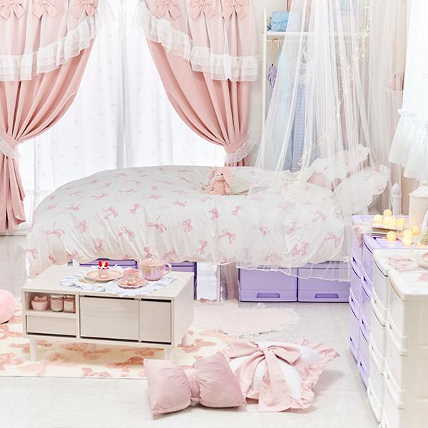 リボン柄保冷保温カバーセット リボン柄布団カバー4点セット(ダブル)【ラッピング対応可能