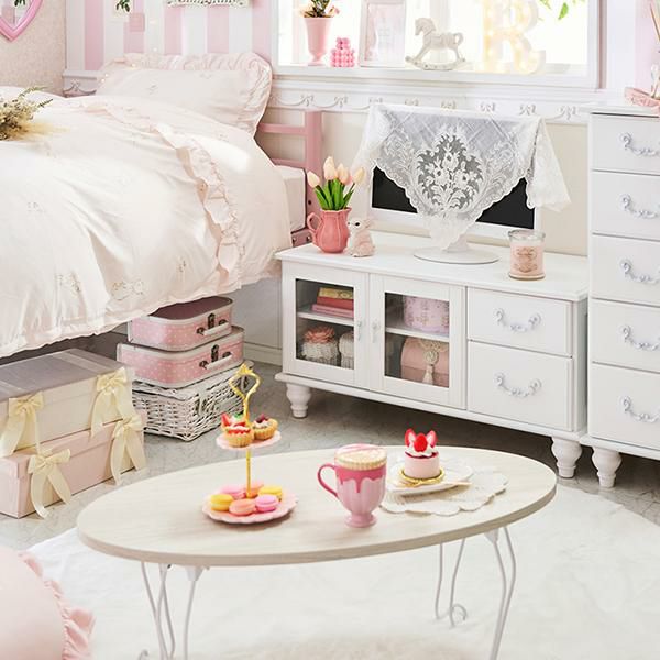 直送】猫脚折りたたみテーブル(幅80cm・ラウンド)｜かわいいお姫様