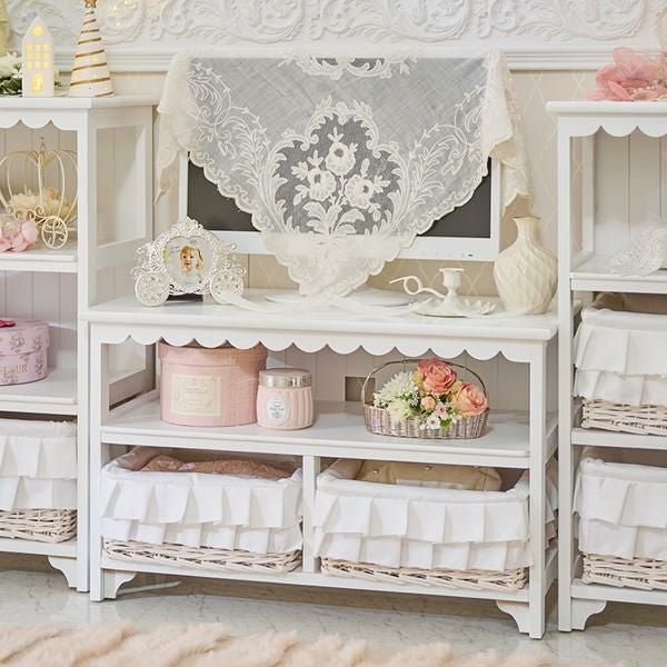 直送】フリルバスケットテレビ台(大)/fleurette(フルレット)｜かわいい