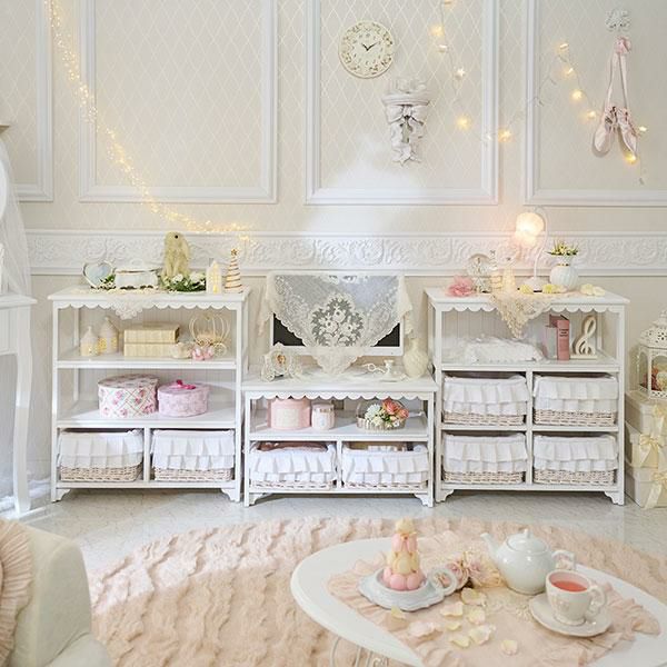 直送】フリルバスケットテレビ台(小)/fleurette(フルレット)｜かわいい