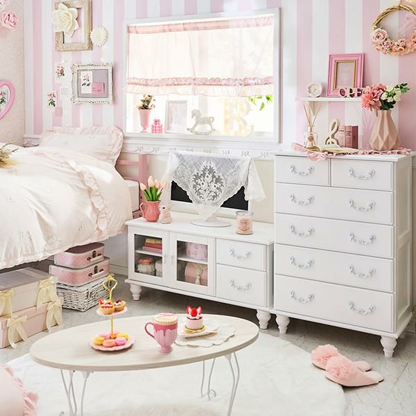 フリルリボンカフェカーテン(ピンク)【ラッピング対応可能】｜かわいい