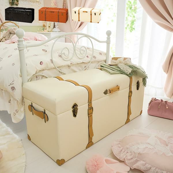 直送】トランク型収納(スツール・大)｜かわいいお姫様インテリア家具