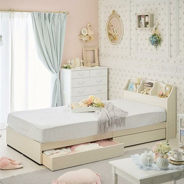 ライト付大量収納ベッド(シングル／マットレス付き) 収納付ベッド 画像1