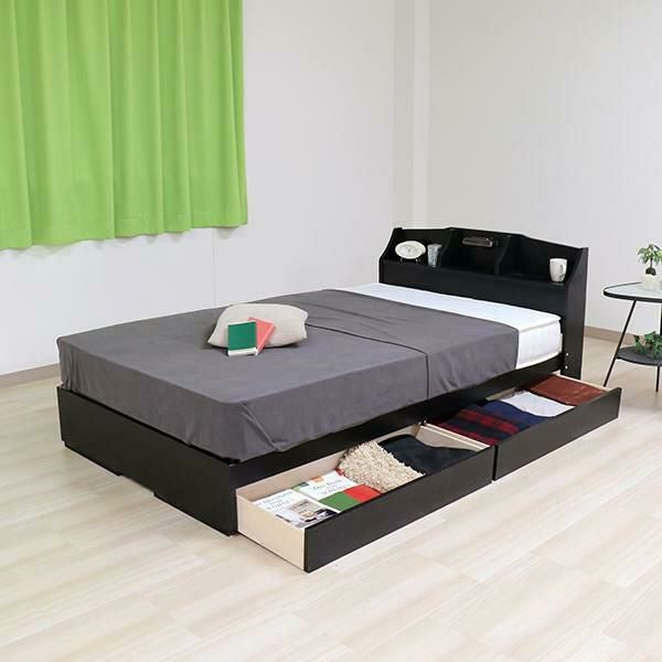 ポイント10倍♪～2/9 AM10:00まで】【直送】ライト付大量収納ベッド