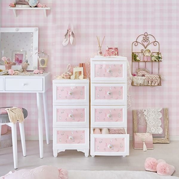 結*た様 ロマンティックプリンセス　ドレスチェンジチェスト　4段 直送】ドレスチェンジチェスト4段/うさぎ柄｜かわいいお姫様インテリア