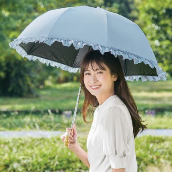 たっぷりフリル2段折りたたみ傘【ラッピング対応可能】｜かわいい