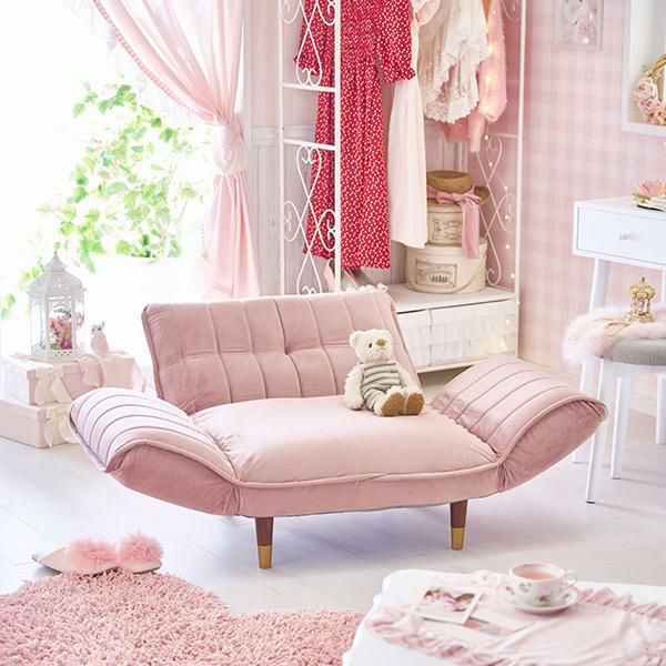 直送】くすみダスティカラーのカウチソファ 1人掛け/ベロア｜かわいい
