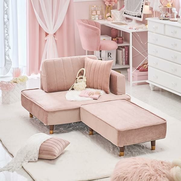 くすみダスティカラーのコンパクトカウチソファー／ベロア 2人掛けソファ― 画像14