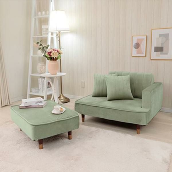 直送】くすみダスティカラーのコンパクトカウチソファ/ベロア