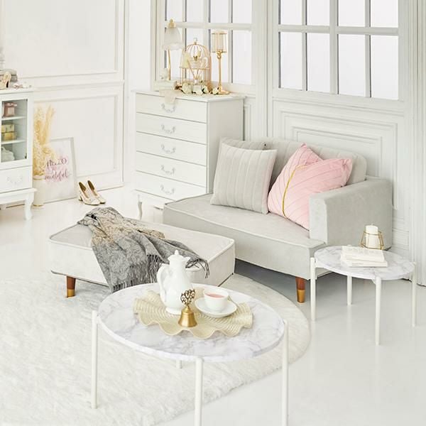 くすみダスティカラーのコンパクトカウチソファー／ベロア 2人掛けソファ― 画像18