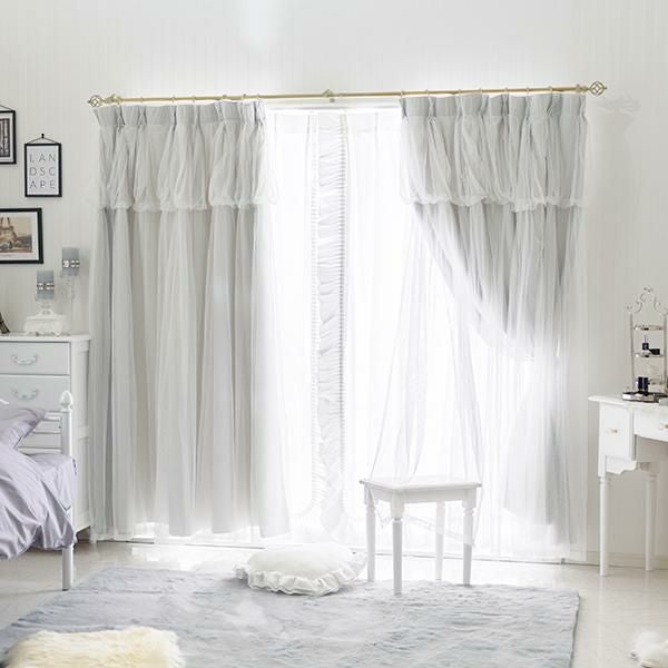 ポイント10倍♪～2/9 AM10:00まで】上飾り付きレイヤード遮光カーテン