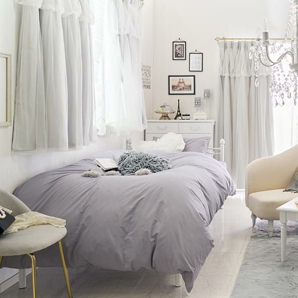 上飾り付きレイヤード遮光カーテン/ライトグレー(幅100×丈110・135・2