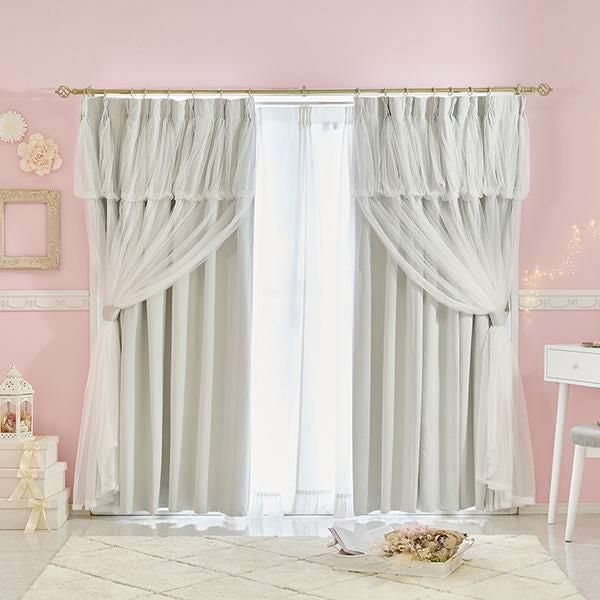 ロマプリ 上飾り付きレイヤード遮光カーテン グレー（幅100×210・2枚組） 000000022132-01.jpg?size=m&w=