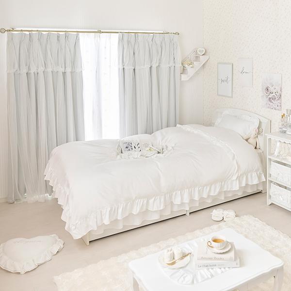 上飾り付きレイヤード遮光カーテン/ライトグレー(幅100×丈178・190