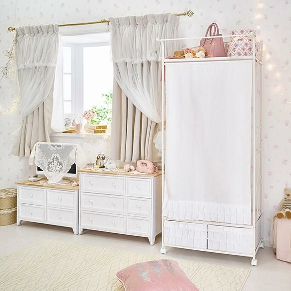 直送】上飾り付きレイヤード遮光カーテン/ベージュ(幅100×丈110・135