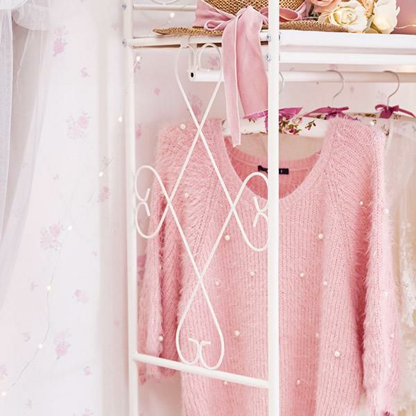 直送】フリルハンガーラック(2杯・ホワイト)/plume(プリュム