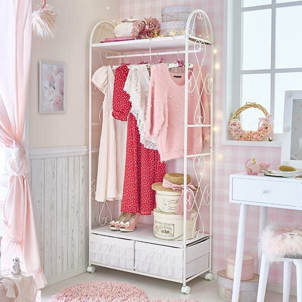 直送】フリルハンガーラック(2杯・ホワイト)/plume(プリュム