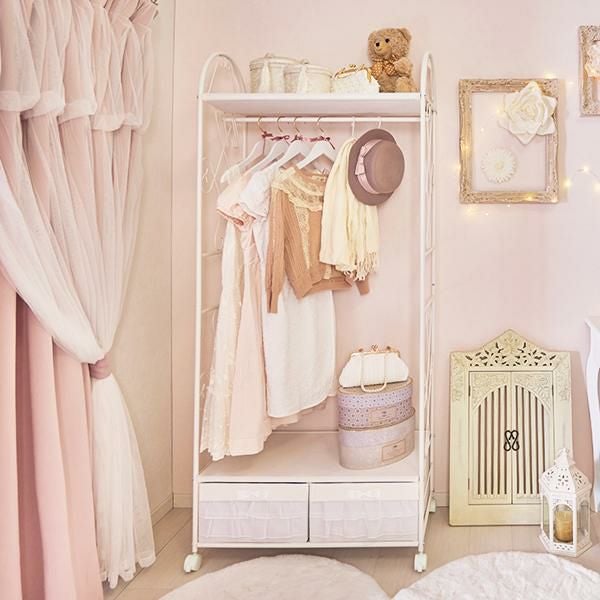 直送】フリルハンガーラック(2杯・ホワイト)/plume(プリュム