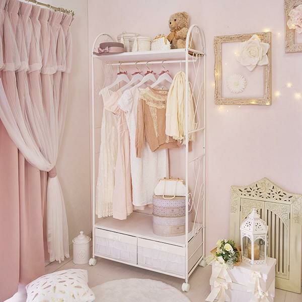 直送】フリルハンガーラック(2杯・ホワイト)/plume(プリュム