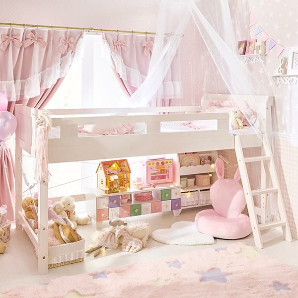 直送】木製ロフトベッド(高さ122cm)｜かわいいお姫様インテリア家具
