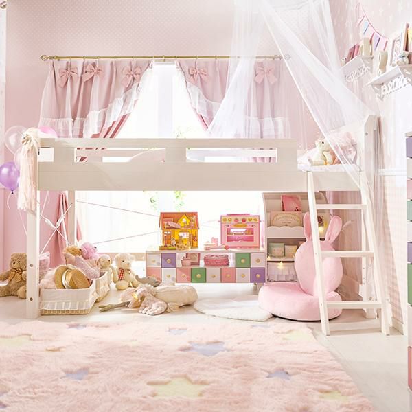直送】木製ロフトベッド(高さ122cm)｜かわいいお姫様インテリア家具