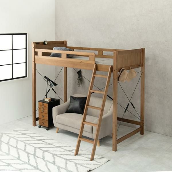 直送】木製ロフトベッド(高さ186cm)｜かわいいお姫様インテリア家具
