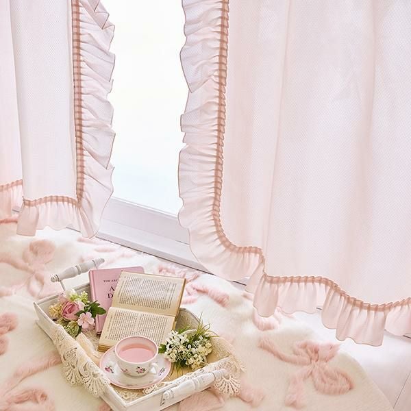 ロマプリ カーテン 2枚組 多機能フリルレースカーテン(100×183・2枚組)｜かわいいお姫様