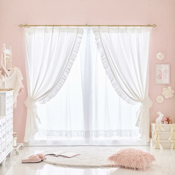 多機能フリルレースカーテン(100×190・2枚組)｜かわいいお姫様