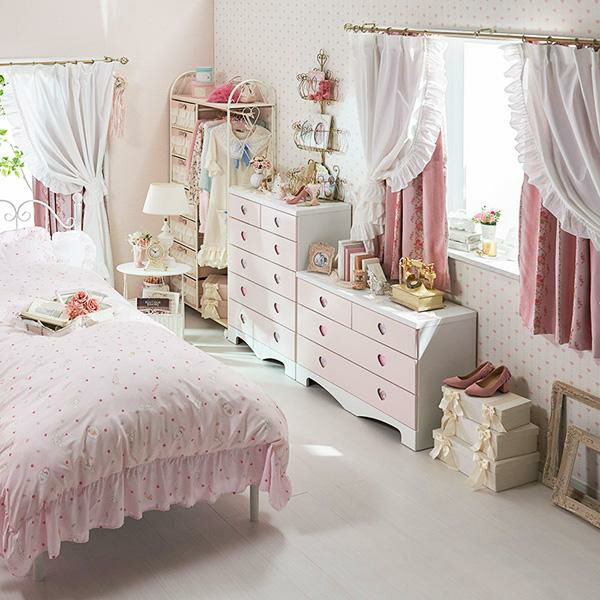 多機能フリルレースカーテン(100×208・2枚組)｜かわいいお姫様