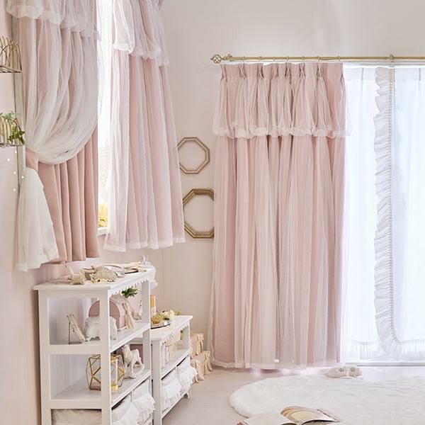ポイント10倍♪～2/9 AM10:00まで】上飾り付きレイヤード遮光カーテン