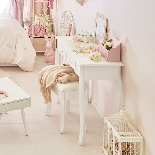 直送】クリスタル取っ手のデスク＆スツールセット｜かわいいお姫様