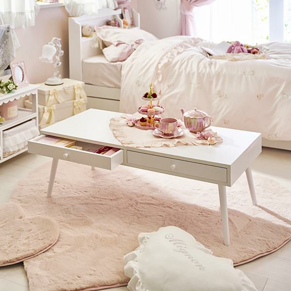 直送】引き出し付き猫脚テーブル(1杯)｜かわいいお姫様インテリア家具