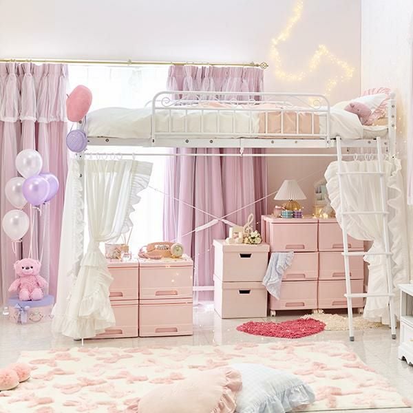 直送】深型収納ケース1段/4個セット(ピンク) ｜かわいいお姫様