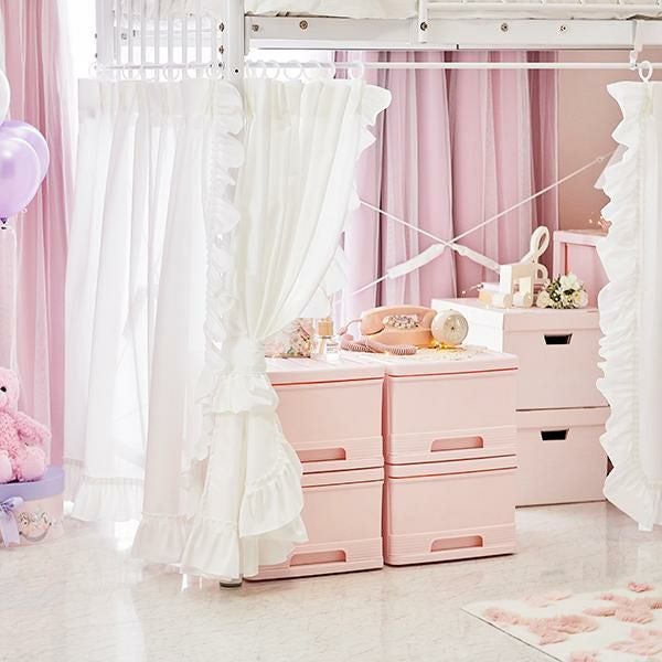 直送】深型収納ケース1段/4個セット(ピンク) ｜かわいいお姫様