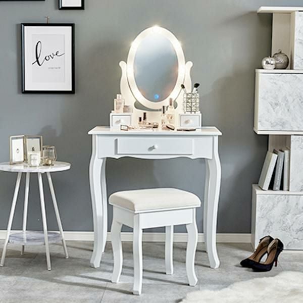 直送】オーバルミラースリムドレッサー(ライト付き)｜かわいいお姫様