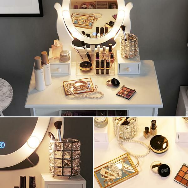 直送】オーバルミラースリムドレッサー(ライト付き)｜かわいいお姫様