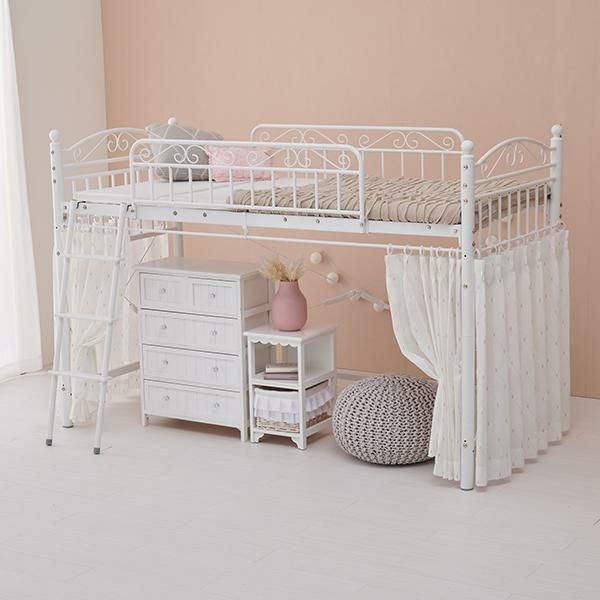 直送】カーテンを取り付けられるエレガントロフトベッド(ロータイプ