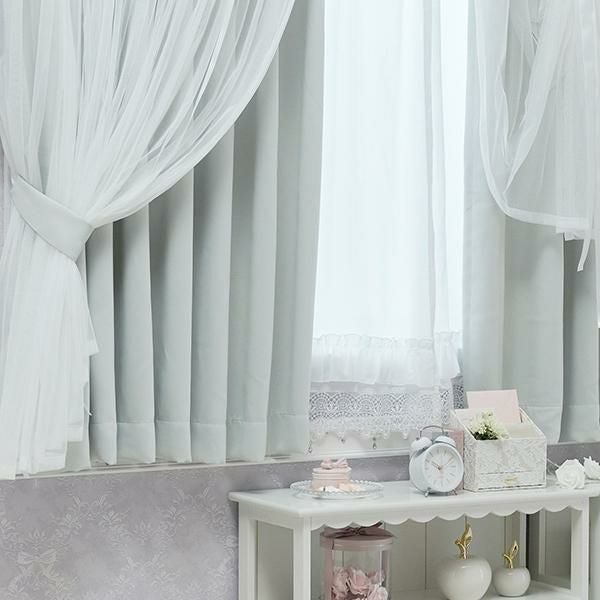 裾レースフリル多機能レースカーテン(幅100×丈108・133・2枚組