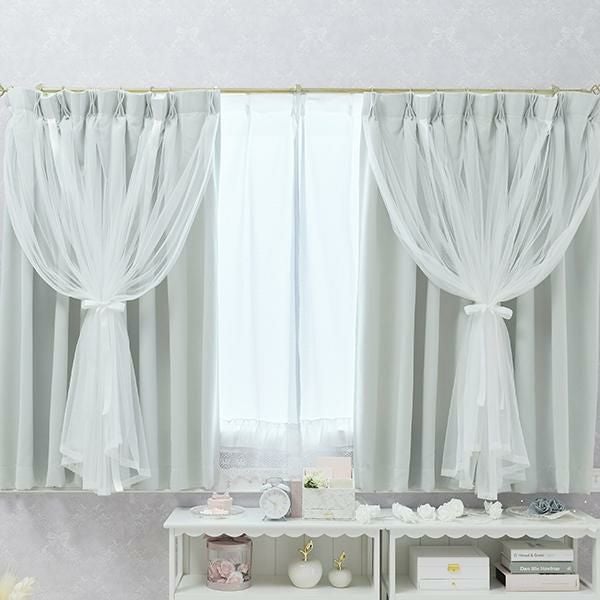 裾レースフリル多機能レースカーテン(幅100×丈108・133・2枚組