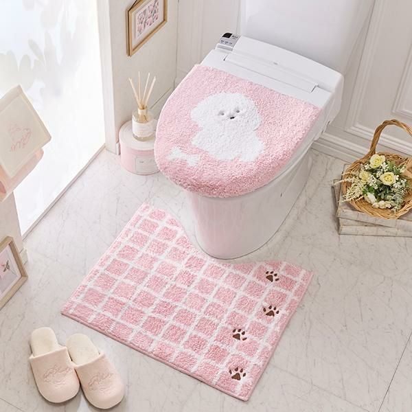 トイレマット＆兼用フタカバー同色2点セット/タイル｜かわいいお姫様