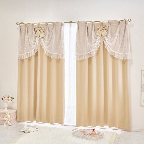 期間限定特別価格 ～3/31 AM10:00まで】リボンドレスカーテン/1級遮光