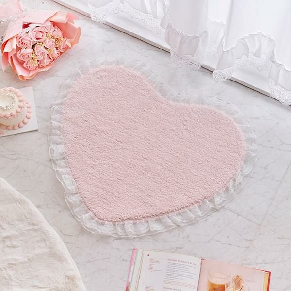 レースフリルハートのトイレ2点セット(兼用フタカバー＆マット