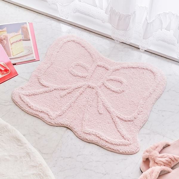 きらきらリボンのトイレ2点セット(兼用フタカバー＆マット)｜かわいい