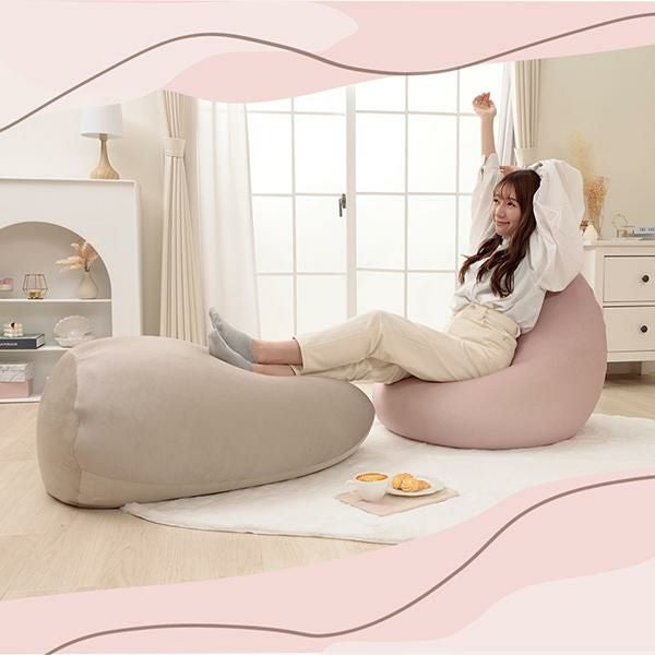 直送】くすみダスティカラーのビーズクッション/雫型｜かわいいお姫様