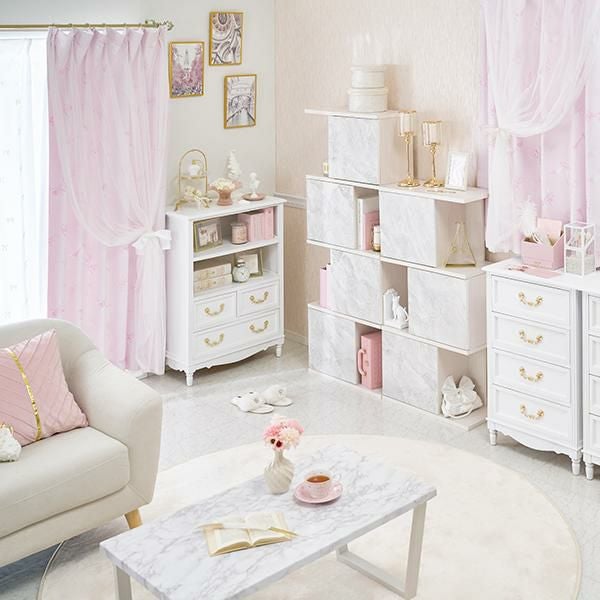 ふんわりリボン遮光カーテン(幅100×丈178・2枚組)｜かわいいお姫様